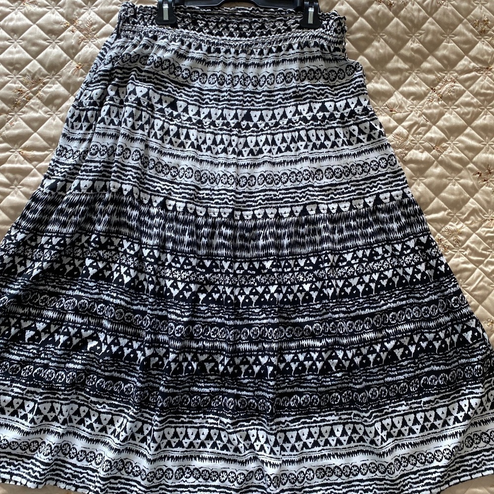 INC International Concepts Black and White Maxi A-Line Skirt